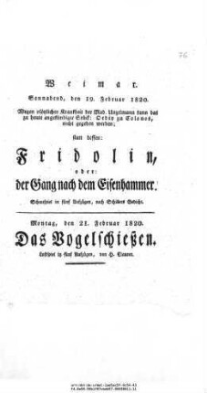 Fridolin, oder: Der Gang nach dem Eisenhammer