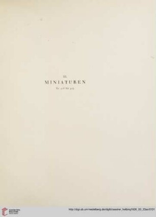 III. Miniaturen (Nr. 418-423)