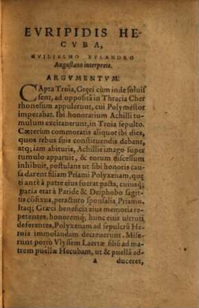Euripidis tragoediae, quae hodie extant, omnes : Latine soluta oratione redditae, ita ut versus versui respondeat