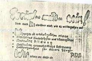 Flugblatt mit Parteiwerbung der PDS