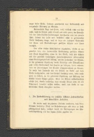 4. Die Ueberbürdung der Schüler höherer Lehranstalten mit häuslichen Arbeiten.