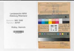 Entnazifizierung Heinrich Wollny , geb. 01.06.1879 (Ingenieur)