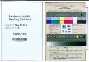 Entnazifizierung Paul Kaster , geb. 02.08.1905 (Kaufmaennischer Angestellter)