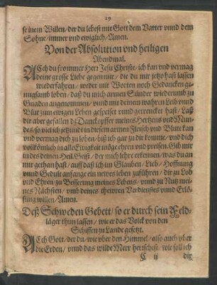Daß Schweden Gebett/ so er durch sein Feldläger thun lassen ...