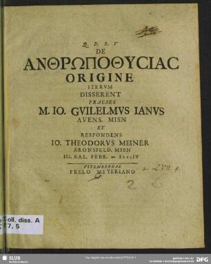 De Anthrōpothysias Origine