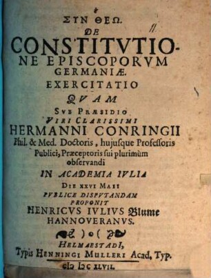 De Constitutione Episcoporum Germaniae. Exercitatio