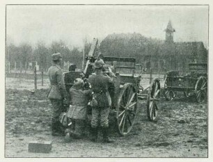 Foto eines Maschinengewehr-Wagens 08 beim Beschuss von Luftzielen (Druck)