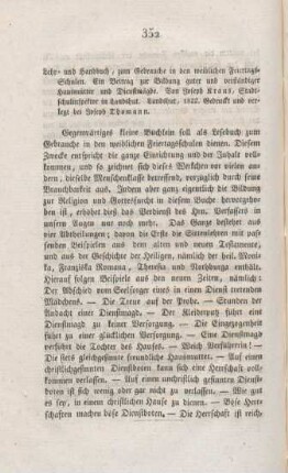 352-353 "Lehr- und Handbuch zum Gebrauch in den weiblichen Feiertagsschulen" von Joseph Kraus