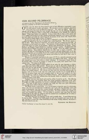 Our Second Pilgrimage (A Sequel to the First Pilgrimage to the Secession Shrine. Written in Buffalo on the Day of the Opening)
