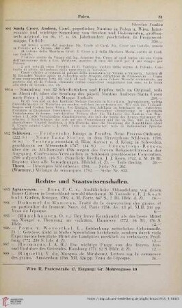 Rechts- und Staatswissenschaften (Nr. 883 - 943)