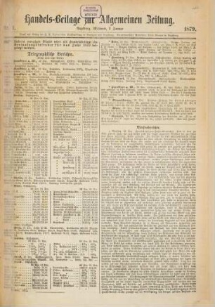 Allgemeine Zeitung. Handelsbeilage. 1879,1/4