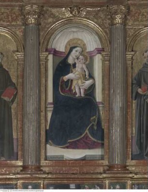 Madonna mit den heiligen Franz von Assisi und Antonius von Padua, Thronende Madonna