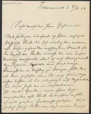 Brief an Ludwig Strecker  und B. Schott's Söhne : 09.07.1910
