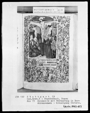 Lateinisch-französisches Stundenbuch (Livre d'heures) — Kreuzigung, Folio 77recto