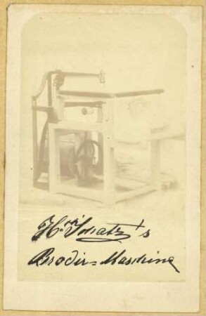 Patent des Mechanikers Heinrich Schatz in Weingarten OA Ravensburg auf eine transportable Stickmaschine