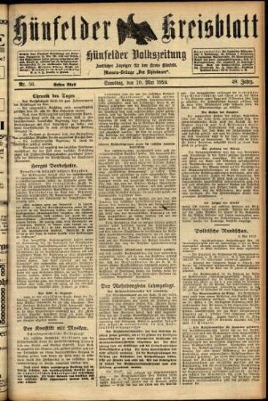 Erste Ausgabe vom Samstag, den 10. Mai 1924.