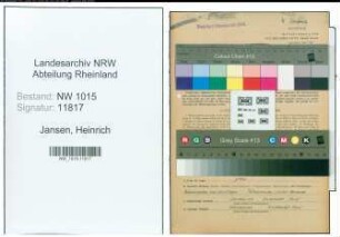 Entnazifizierung Heinrich Jansen , geb. 05.03.1893 (Reichsbahnsekretaer)