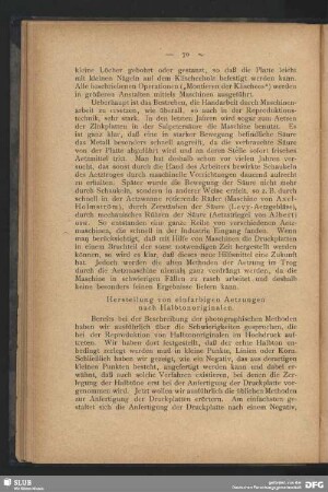 Herstellung von einfarbigen Aetzungen nach Halbtonoriginalen