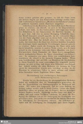 Herstellung von einfarbigen Aetzungen nach Halbtonoriginalen