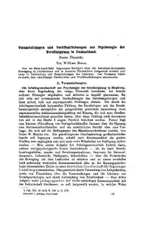 Verantstaltungen zur Psychologie der Berufseignung in Deutschland : zweite Übersicht ; (Fortsetzung)