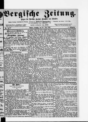 Bergische Zeitung. 1882-1888