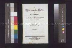 Bürgerwehr-Gesetz für Preußen; Sanssouci 17. Oktober 1848. Abdruck