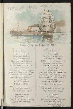 Frühstück auf der "Werra"