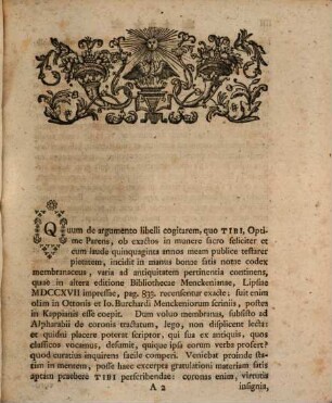 Iacobi Alpharabii Libellvm Ex Antiqvis Historiis De Vsv Coronarvm Et Earvm Genere Apvd Veteres Romanos Ex Membranis Nvnc Primvm Edit Atqve Loca Qvaedam Plinii Et A. Gellii Illvstrat Carolvs Christianvs Woog Graecae Et Latin. Lingvae P. P. O. Et Maioris Principvm Collegii Socivs