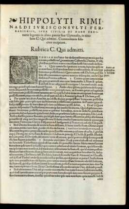 Rubrica C. Qui admitti.