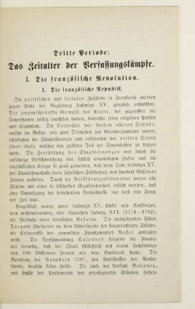Dritte Periode: Das Zeitalter der Verfassungskämpfe
