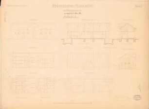 Schleuse Danziger Haupt, Danzig: Stallgebäude: Ansichten, Grundrisse, Schnitte 1:100