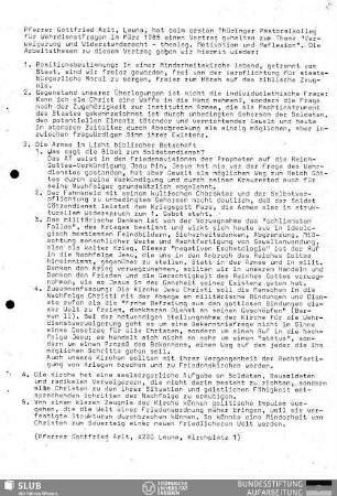 Verweigerung und Widerstandsrecht : theologische Motivation und Reflexion : Arbeitsthesen