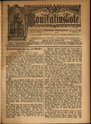 Erste Ausgabe vom Sonntag, den 29. Oktober 1899.