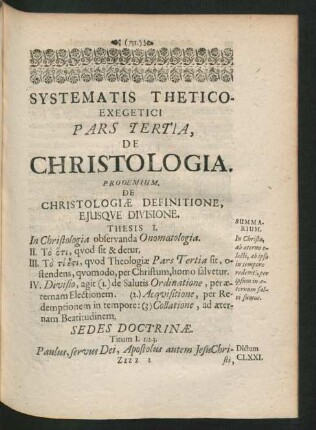 Prooemium. De Christologiae Definitione, eiusque Divisione.
