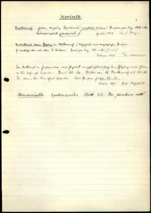 Handnotizen Korinth