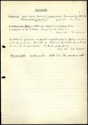Handnotizen Korinth