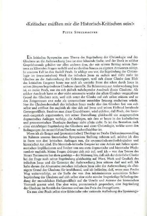 244-251 "Kritischer müßten mir die Historisch-Kritischen sein!"
