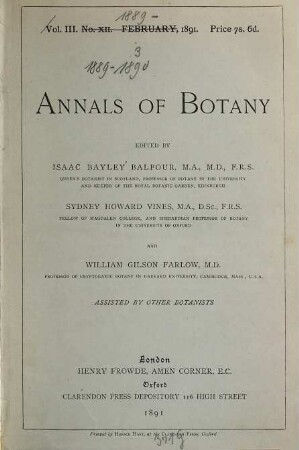 Annals of botany. 3. 1889/90