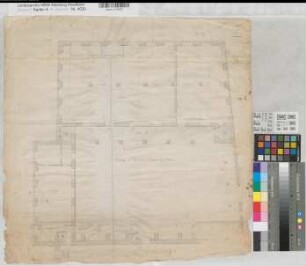 Münster (Münster) Gymnasium Paulinum Grundriß Erdgeschoß 1786 70 Fuß = 23,2 cm 56 x 57 kol. Zeichnung KSM Nr. 1012e