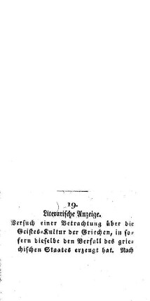 Literarische Anzeige : [19.]