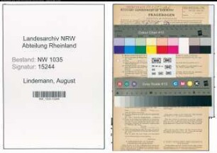 Entnazifizierung August Lindemann , geb. 09.11.1892 (Maschinist)