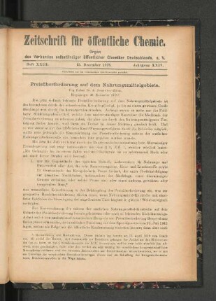 Heft XXIII. 15. Dezember 1918.