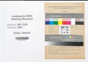 Entnazifizierung Heinrich Dicker , geb. 10.09.1914 (Oberfeldwebel)