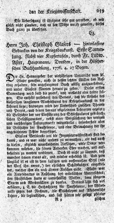 Hinterlassene Gedanken von der Kriegsbaukunst. Slg.1.