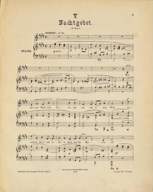 Sechs religiöse Gesänge : für eine tiefe Stimme mit Begleitung der Orgel oder des Pianoforte ; Op. 157. 5, Nachtgebet