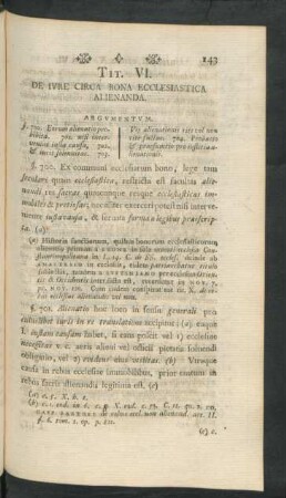 Tit. VI. De Iure Circa Bona Ecclesiastica Alienanda