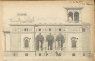 Villa für einem Junggesellen Monatskonkurrenz Januar 1878: Aufriss Seitenansicht; Maßstabsleiste