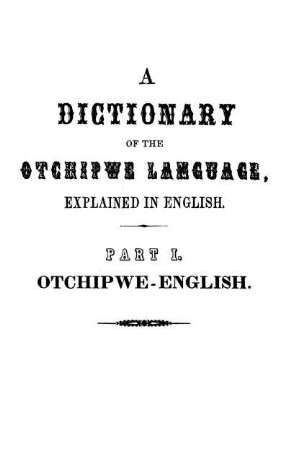Part I. Otchipwe - English