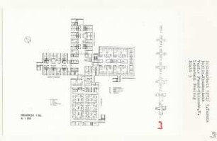 Krankenhaus, Berlin-Neukölln (Diplomarbeit bei Peter Poelzig): Grundriss 1. Obergeschoss 1:200