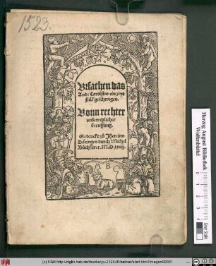 Vrsachen das || And: Carolstat ein zeyt || still geschwigen.|| Vonn rechter || vnbetriglicher || beruffung.||